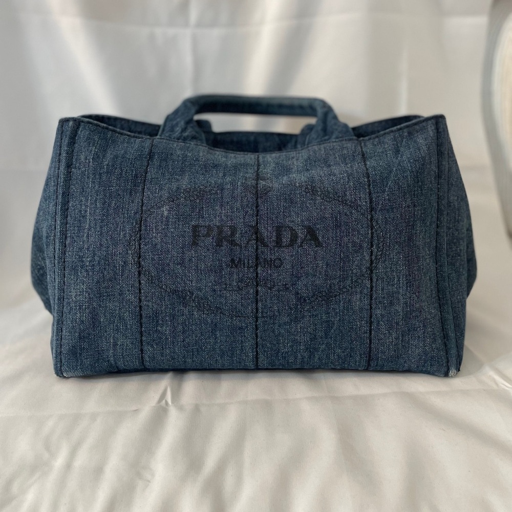 Pre-owned Prada Large Denim Canapa Logo
Tote - Blue